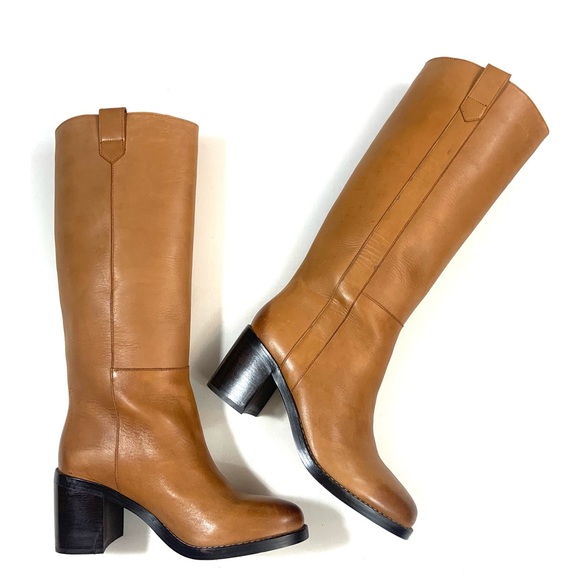 J. Crew Shoes - New✨ J CREW Knee High Stacked Heel Leather Boots